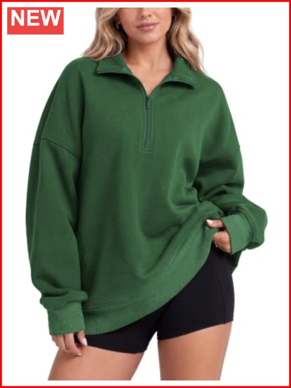 Oversized Quarter Zip Sweatshirt Soft Fleece Mock Neck Pullover with Pockets